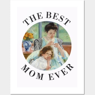 THE BEST KNITTING MOM EVER FINE ART VINTAGE STYLE CHILD AND MOTHER OLD TIMES. Posters and Art